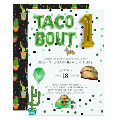 Taco Bout One First Birthday Invitation #birthdayinvitations #birthday #1stbirthdayinvitations #quinceanerainvitations #birthdayinvitationstemplate #birthdayinvitationcard #disneybirthdayinvitations #zazzle #zazzleinvitation Third Birthday Invitations, 2nd Birthday Party For Boys, Boys First Birthday Party Ideas, Boys 1st Birthday Party Ideas, Baby Boy 1st Birthday Party, Second Birthday Ideas, 1st Birthday Themes, 2nd Birthday Party Themes, Birthday Themes For Boys