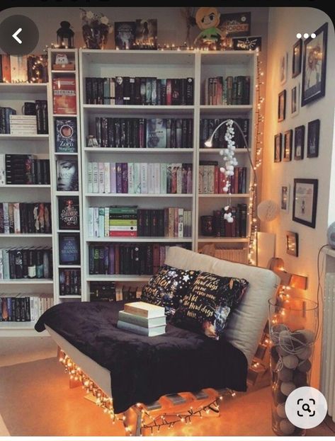 House Library Ideas Cozy, Cozy Library Room Ideas Book Nooks, Home Office Library Ideas Cozy, Readers Bedroom, Mini Library Room, Bookish Office, Book Bedroom Ideas, Book Corner Ideas Bedroom Cozy Nook Reading Areas, Library Game Room