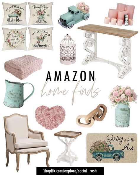 Spring Home Decor, Amazon Home Decor, Spring Decor Refresh, Spring Decorating Ideas for the Home Farmhouse Shabby Chic Decor, Shabby Chic Pink Decor, French Country Pink Bedroom, Pink Spring Decor, Country Chic Home Decor, Cottage Spring Decor, Spring Farmhouse Decor Living Room, Country Romance Decor, Country Romance Decor Home