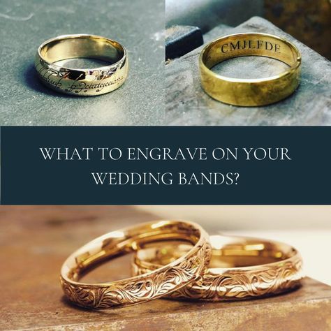 Looking for a way to inject some personality into your wedding bands? 💍 Here are 10 different ideas that will add that unique personalised touch to your wedding rings 🎉 #weddingrings #weddingbands #engravingideas #hattongarden #customrings #customjewellery #personalisedjewellery #ringengraving #ringengravingideas Wedding Band Engraving Ideas For Him, Engagement Ring Engraving Ideas, Ring Engraving Ideas Quotes, Wedding Ring Engraving Quotes, Wedding Band Engraving Quotes, Wedding Ring Engraving Ideas, Engraving Ideas Quotes, Wedding Ring Inscriptions, Wedding Ring Engraving