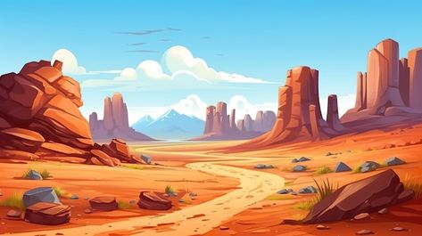 Desert Illustration Art, Desert Concept Art, Desert Cartoon, Desert Crafts, Dune Desert, Cars Background, Desert Illustration, Rock Cliff, Desert Background