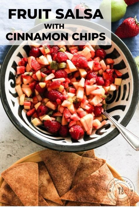 Fruit Salad With Cinnamon Chips, Fruit Salsa Dip, Apple Salsa And Cinnamon Chips, Berry Appetizers, Fun Fruit Ideas, Fruit Salsa And Cinnamon Chips, White Texas Sheet Cake, Apple Salsa, Fruit Salsa Recipe