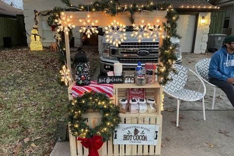 Neighborhood hot cocoa stand returns to East Dallas - Lakewood/East Dallas Outdoor Hot Cocoa Station, Hot Cocoa Stand Diy, Hot Chocolate Stand, Cocoa Stand, Hot Cocoa Stand, Polar Express Party, Winter Wonderland Birthday Party, Cocoa Party, Farmer Market