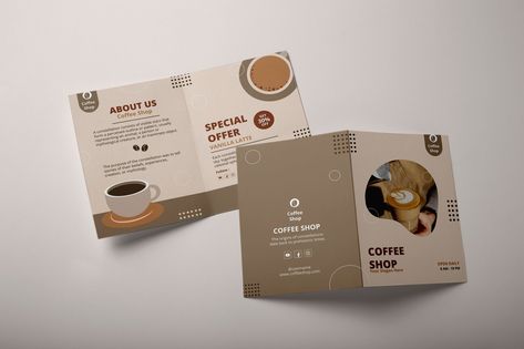 Minimalist Geometric Coffee Shop Brochure Coffee Shop Brochure, Cafe Brochure, Minimalist Coffee Shop, Gradient Color Design, Color Splash Photo, Brochure Design Creative, Minimalist Coffee, Christmas Tree Coloring Page, Free Brochure Template