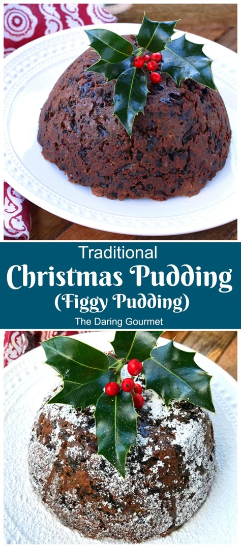 Traditional Christmas Pudding (Figgy Pudding) English Christmas Pudding Recipes, Slow Cooker Christmas Pudding Recipe, Slow Cooker Xmas Pudding, Christmas Pudding In Slow Cooker, Steamed Bread Pudding, British Christmas Pudding, Steamed Pudding Recipes British, Steamed Pudding Recipes Slow Cooker, Easy Christmas Pudding Recipes