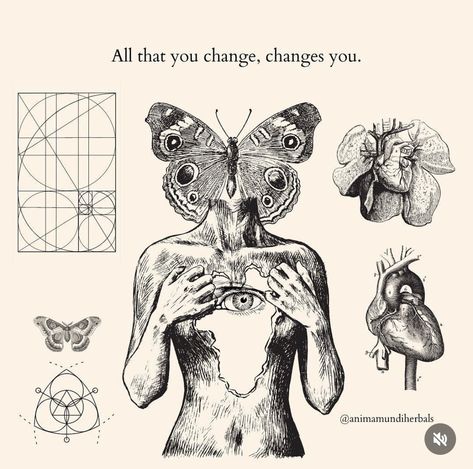 Change Spiritual Art, Self Transformation Art, Evolution Artwork Ideas, Higherself Tattoo, Art About Transformation, Self Consciousness Art, Trust Universe Tattoo, Change Is Constant Tattoo, Constant Change Tattoo