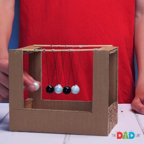 TheDadLab - How to Build a Simple Cardboard Newton’s Cradle Newton's Pendulum, Newtons Cradle, Pendulum Balls, Newton's Cradle, Science Activity, Force And Motion, Forest School, New Classroom, Science Activities