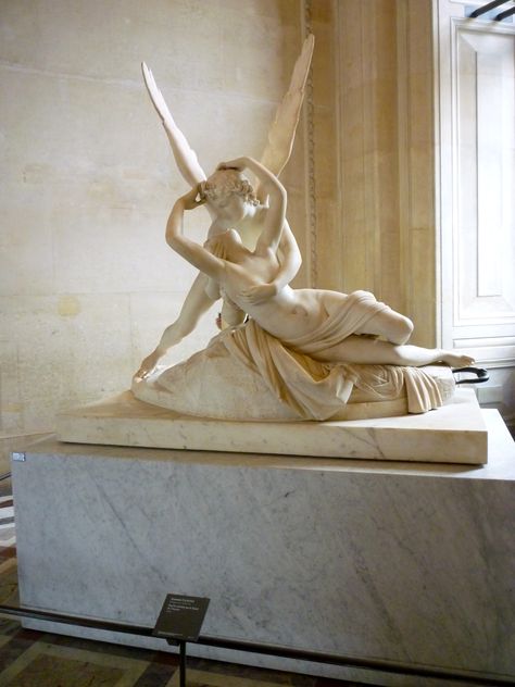 Pysche Revived by Cupid's Kiss, in the Louvre. Cupid's Kiss, Eros And Psyche, Antonio Canova, Cupid And Psyche, Roman Gods, Ancient Greek Architecture, Female Drawing, Museums In Paris, Roman Mythology