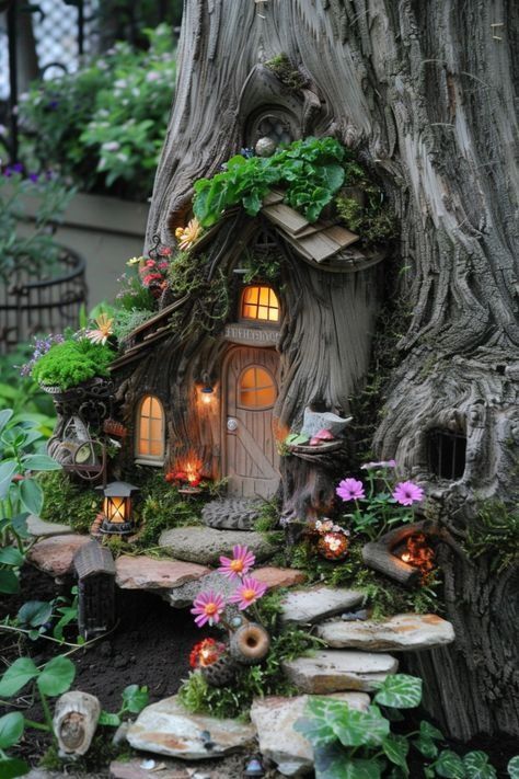 Faerie Garden, Diy Fairy Garden, Fairytale Garden, Small Urban Garden, Gothic Dollhouse, Fairy Garden Doors, Fairy Ideas, Easy Diy Ideas, Fairy Garden Ideas