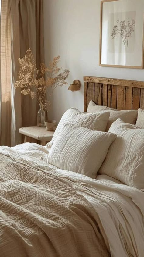 Earth Tone House Aesthetic, Earth Tone Bedroom Ideas, Earth Tone Bedding, Bedroom Earth Tones, Wabi Sabi Apartment, Popular Bedding, Earth Tone Bedroom, Wabi Sabi Living, Wabi Sabi Interior