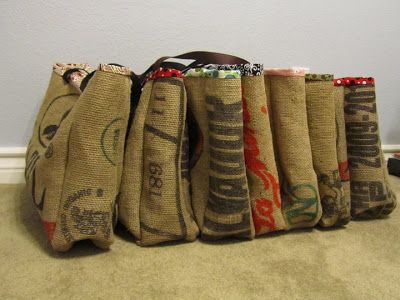 Nervous Stomach, Coffee Bag Crafts, Tote Patterns Free, Thread Catchers, Burlap Purse, Burlap Coffee Bags, Coffee Bean Bags, Burlap Throw Pillows, Burlap Ideas