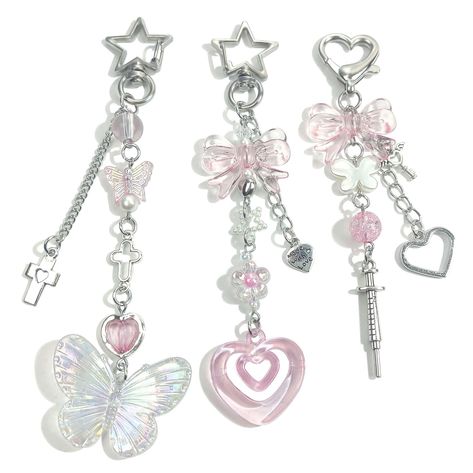 PRICES MAY VARY. Stylish Keychain: These cute keychains comes in pink red strawberry, butterfly, green leaves,star,bear,heart etc.pendant designs and unique heart or star clasps,make it look very beautiful and exquisite. High Quality Keychain: Our aesthetic keychains are made of high-quality alloy,acrylic, beads and crystal which is durable and exquisite,and hese keychains are just the right size to make you look different, exquisite and stylish. Bright Gloss:The Cute keychains for women is poli Cute Acrylic Keychains, How To Make Acrylic Keychains, Coquette Keychain, Keychains Aesthetic, Keychain Maker, Coquette Gifts, Pinterest Wishlist, Y2k Keychain, Strawberry Butterfly