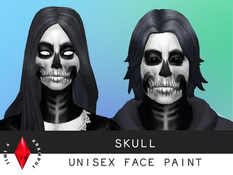 The Sims Resource: Unisex Skull Face Paint by SIms4Krampus • Sims 4 Downloads Sims 4 Cc Ghostface, Sims 4 Cc Creepypasta, Sims 4 Skull Cc, Sims 4 Corpse Paint, Sims 4 Creepy Hair, Sims 4 Skeleton Cc, Sims 4 Cc Skull Makeup, Demon Eyes Sims 4 Cc, Sims 4 Monster Cc