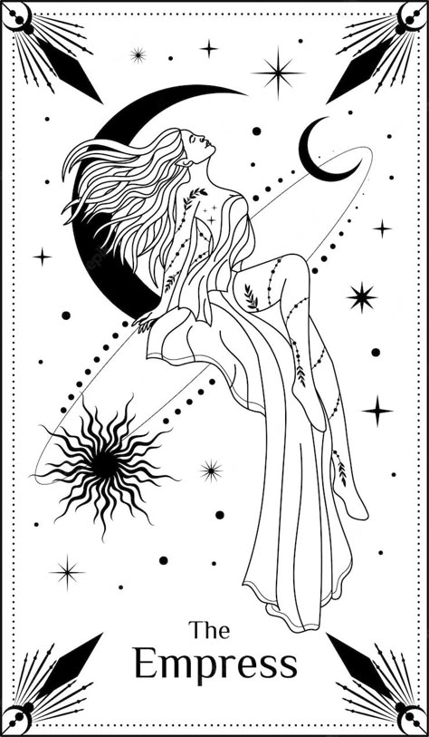 The Empress Tattoo Ideas, High Priestess Tarot Card Art, Empress Tarot Card Art, Gaby Core, The Empress Tarot Tattoo, Empress Tattoo, Tarot Cards Art Illustration, Vinyl Projects Silhouette, Nouveau Tattoo