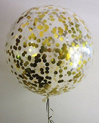 Amazon.com: Confetti Balloon Jumbo Latex Balloon Filled with Multicolor Confetti (36" Golden Spot): Health & Personal Care Rose Gold Wedding Favors, Clear Balloons With Confetti, Confetti Balloons Birthday, Clear Balloon, Balloon Glow, Balloon Shades, Colors Party, Disco Party Decorations, Balloons Wedding