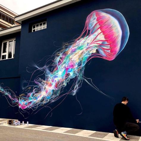 l7matrix Jellyfish Series (4 photos) Jellyfish Painting, Street Art Utopia, Jellyfish Art, Graffiti Murals, Murals Street Art, Graffiti Wall, Dessin Adorable, Mural Wall Art, Art Inspiration Painting