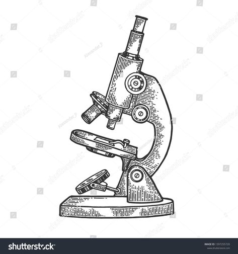 Old Microscope sketch engraving vector illustration. Scratch board style imitation. Hand drawn image. #Ad , #AD, #vector#illustration#Scratch#Microscope Microscope Sketch, Microscope Drawing, Pen Illustration, Biology Notes, Object Drawing, Linocut, Vector Graphics, Biology, Peace Gesture