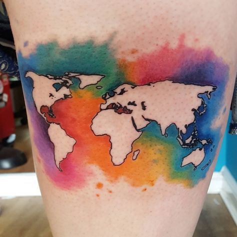 These 61 Map Tattoos Will Give You Major Wanderlust Watercolor Map Tattoo, Tattoo Map, Punjab Map, Watercolour Map, World Map Tattoos, Map Tattoo, Steampunk Tattoo, Tattoo Watercolor, Compass Tattoo Design