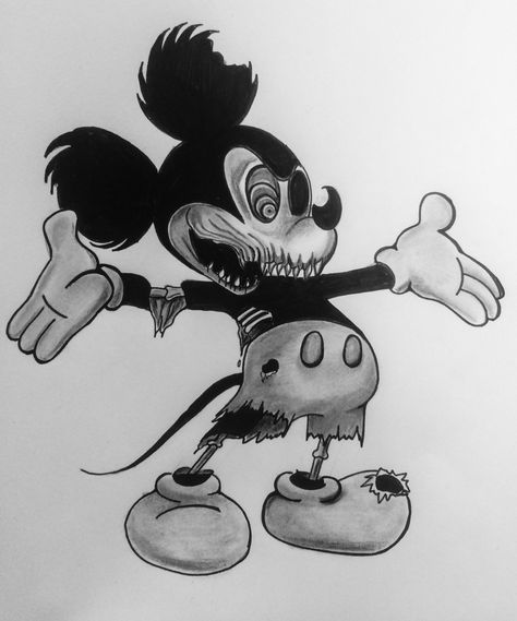 evil mickey mouse Scary Mickey Mouse Drawing, Evil Disney Tattoos, Evil Mickey Mouse Tattoo, Bad Mickey Mouse, Creepy Mickey Mouse, Zombie Mickey Mouse, Mickey Mouse Horror, Evil Mickey Mouse, Evil Sketch