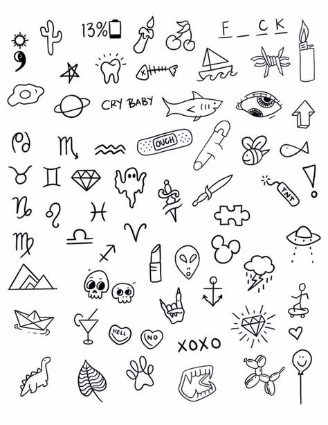 Really Simple Tattoos, Small Designs To Draw, Small Easy Tattoos, Sketch Mini, Tattoo Collage, Easy Tattoos To Draw, Stick Poke Tattoo, Cute Simple Tattoos, Beginner Tattoos