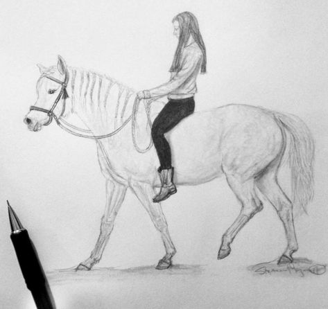 Drawing Ideas Horse Sketch, Drawings Of Horses Sketches Easy, Horse Drawing Easy Simple, Easy Drawings Horse, Horse Art Drawing Sketches, Horses To Draw, Person Riding Horse Drawing Reference, How To Draw Horse, Drawing Ideas Horse