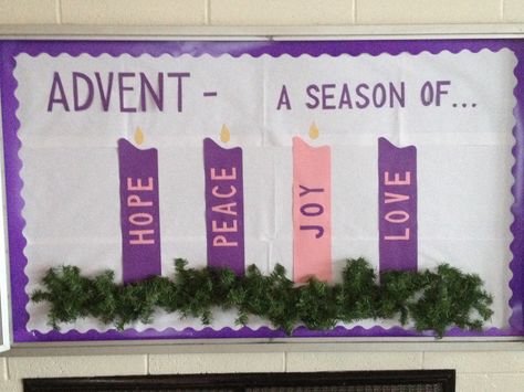 Advent                                                                                                                                                                                 More Advent Bulletin Boards, Advent Display, Church Bulletin Board Ideas, K4 Classroom, Catholic Bulletin Boards, Religious Bulletin Boards, December Bulletin Boards, Christmas Bulletin Boards, Christian Bulletin Boards