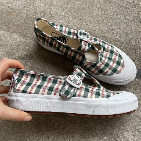 Vans green gingham and flowers rare Mary Janes... - Depop Vans Mary Janes Outfit, Vans Mary Janes, Mary Janes Outfit, Vans Green, Vans Outfit, Green Gingham, Flowers Spring, Mary Jane Shoes, Mary Jane Sneaker