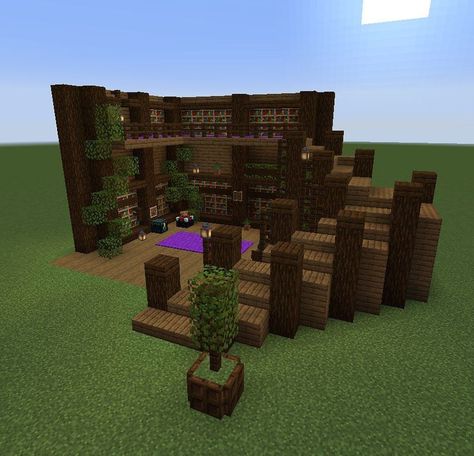 Minecraft Library Design, Minecraft Library Ideas, Minecraft Library, Construction Minecraft, Minecraft Decoration, Minecraft Structures, Minecraft Interior Design, Cool Minecraft Houses, Minecraft Room