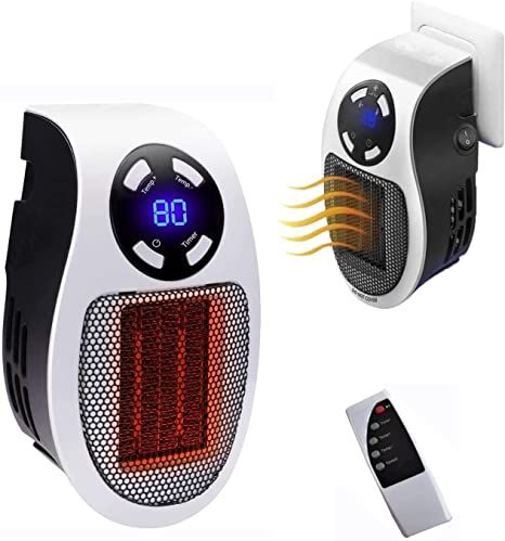 Plug In Heater for Indoor Use - 350W Fast Heating Small Plug In Wall Heater, Low Wattage Space Heater with Thermostat, Timer, Led Display Wall Heater, Small Safe, Small Heater, Room Heater, Space Heaters, Wall Outlet, Portable Heater, Electric Heater, Electric Fan