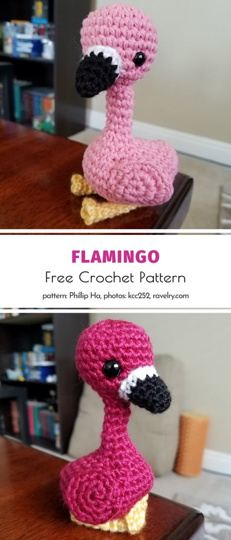 Flamingo Free Crochet Pattern Hot Pink Crochet Amigurumi, Easy Crochet Flamingo, Crochet Amigurumi Flamingo, Crochet Pink Flamingo, Small Crochet Flamingo Pattern Free, Crochet Flamingo Pattern Free Easy, Crochet Pink Animal, What To Crochet With Pink Yarn, Crochet Pink Flamingo Free Pattern