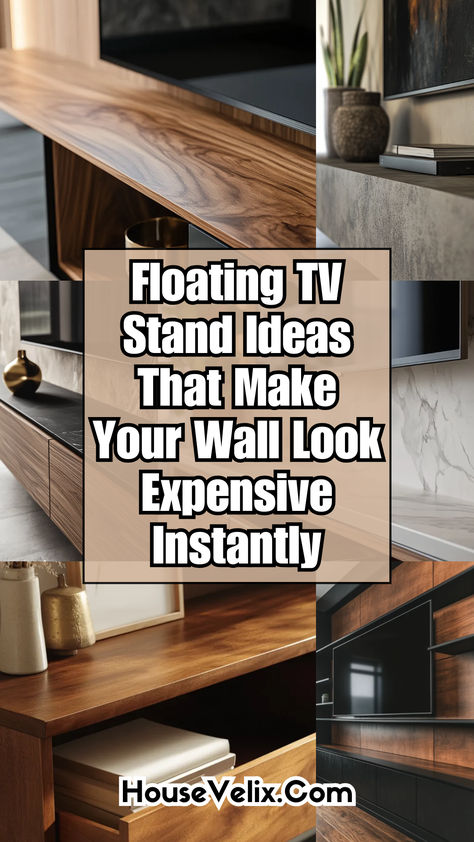 A sleek, modern entertainment setup starts with the right wall-mounted storage, and nothing does it better than a floating TV stand ideas setup. The illusion of a weightless console not only frees up floor space but also gives your living room a high-end, built-in look. Whether you prefer minimalist wood finishes, glossy contemporary designs, or hidden storage compartments, these sleek units redefine functionality. Pair them with LED backlighting, floating shelves, or even a recessed wall niche to create a cinematic focal point. Say goodbye to bulky media consoles and hello to a streamlined, effortlessly stylish setup. Floating Tv Stand Small Spaces, Floating Tv Stand Ideas, Minimalist Tv Console, Recessed Wall Niche, Floating Tv Console, Floating Tv Shelf, Floating Tv Unit, Tv Stand Ideas, Media Consoles