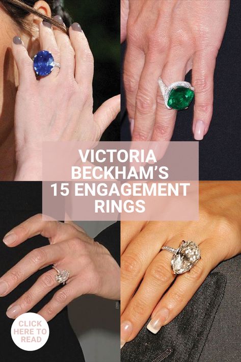 A round-up of Victoria Beckham's 15 engagement rings after 24 years of marriage to David Beckham Celebrities Engagement Rings, Victoria Beckham Ring, David Beckham Wedding, Victoria Beckham Engagement Ring, Victoria Beckham Wedding, Blake Lively Engagement Ring, Beckham Wedding, Engagement Ring Photography, Celebrity Wedding Rings