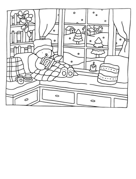 Free Bobbie Goods Coloring Pages, Bobby Goods Christmas Coloring Page, Cozy Bear Coloring Pages, Cute Coloring Pages Aesthetic Christmas, Bobbie’s Goods Coloring Pages, Trans Coloring Pages, Little Bear Coloring Pages, Christmas Coloring Pages Bobbie Goods, Cozy Friends Coloring Pages Christmas