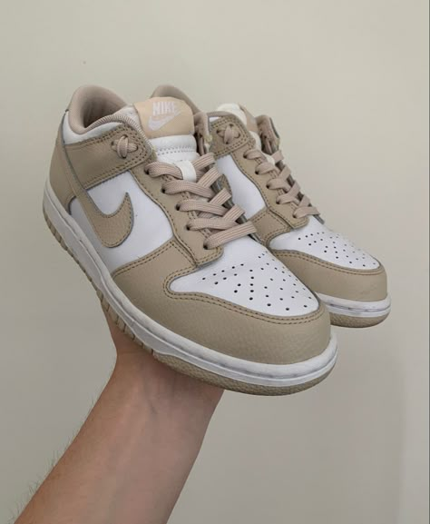 Beige Low Dunks, Beige Shoes Aesthetic, Neutral Shoes Sneakers, Nike Dunk Low Oatmeal, Neutral Dunks, Beige Nike Dunks, Beige Jordans, Cream Nike Dunks, Tan Dunks