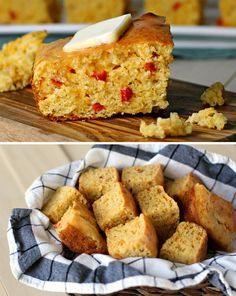 A marriage of two beloved Southern foods, pimento cheese cornbread is everything you never knew you wanted. Cheese Cornbread Recipe, Carolina Recipes, Cheese Cornbread, Southern Foods, Flavored Butters, Beans And Cornbread, Bread Biscuits, Group Food, Cheese Corn