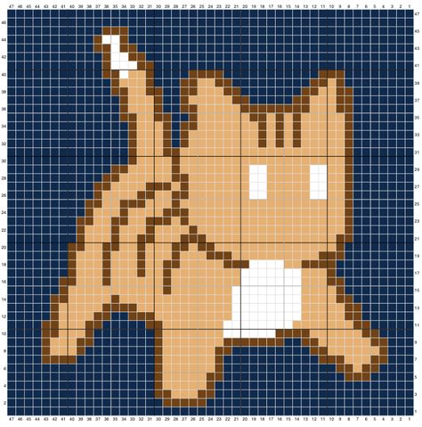 Orange Cat Crochet Pattern, Cat Pixel Art Grid, Orange Cat Crochet, Acnh Flags, Jumping Cat, Cat Crochet Pattern, Cat Crochet, Pixel Art Templates, Pixel Art Grid