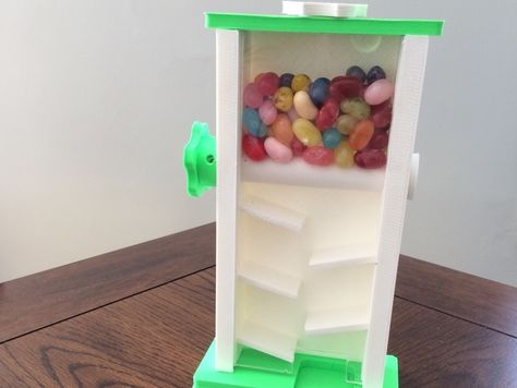 THE Jelly Bean Dispenser by corben33 - Thingiverse Jelly Bean Dispenser, 3d Printing Toys, Useful 3d Prints, 3d Printing Diy, 3d Printed Objects, Candy Dispenser, 3d Printing Projects, Jelly Bean, Gumball Machine