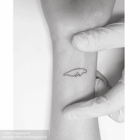 Snall Tattoos, Manatee Tattoo, Dumbest Tattoos, Line Animals, Playground Tattoo, Dad Tattoos, Manatees, Minimalist Line Art, Knee Tattoo