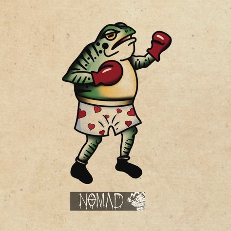 Boxing Frog Tattoo, Boxers Tattoo, Frog Traditonal Tattoo, Trad Frog Tattoo, Old School Frog Tattoo, Animal Traditional Tattoo, American Traditional Boxer, American Traditional Frog Tattoo, American Traditional Tattoos Color