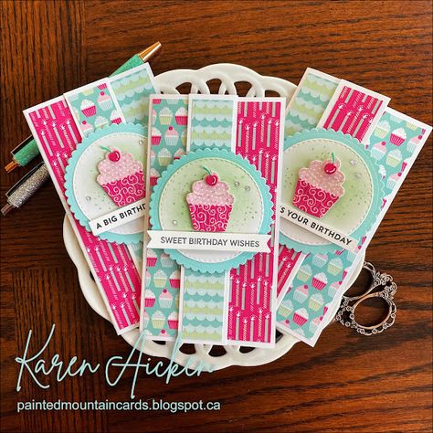 Cupcake Cards, Greeting Card Inspiration, Fancy Fold Card Tutorials, Slimline Cards, Tri Fold Cards, Card Making Templates, Creative Scrapbook, Three Fold, Spellbinders Cards