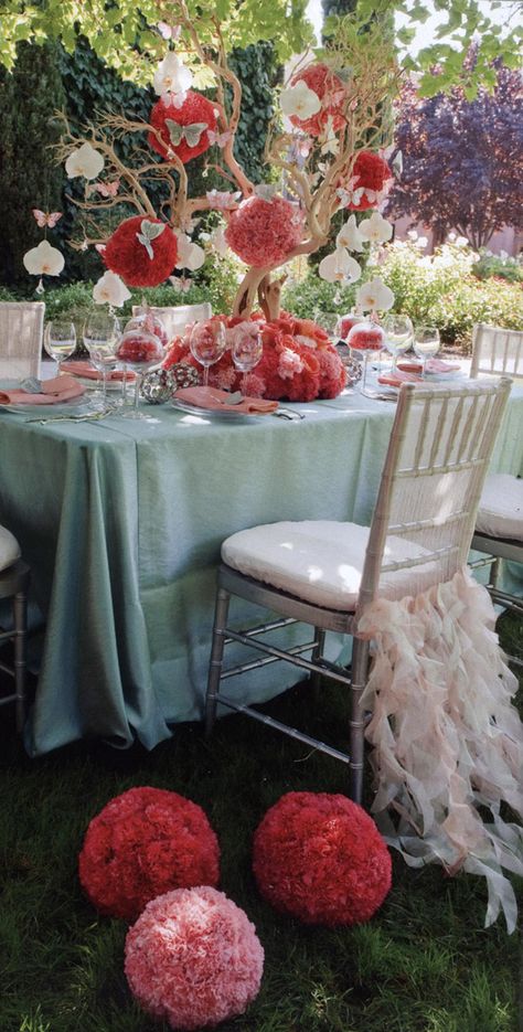 Flower Ball Red Silk 6in Bouquet Succulent, Manzanita Branches, Crystal Garland, Flower Ball, Pink Candles, Silk Flower, Rustic Feel, Silk Flowers, Garden Party