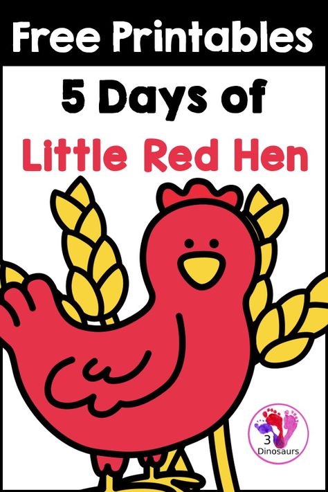 5 Days of Free Little Red Hen Printables – 3 Dinosaurs The Little Red Hen Activities Preschool, Little Red Hen Activities Preschool, Little Red Hen Craft, Little Red Hen Activities, Hen Activities, Magic Tree House Activities, Nursery Ryhmes, Dot Marker Printables, Easy Reader Books