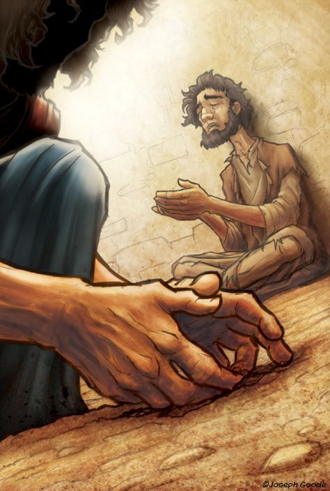 ArtStation - Jesus Heals the Blind Man, Joseph Goode Blind Art, Christian Cartoons, Bible Illustrations, Jesus Heals, Ayat Alkitab, Christian Pictures, Jesus Christ Images, Biblical Art, Jesus Art