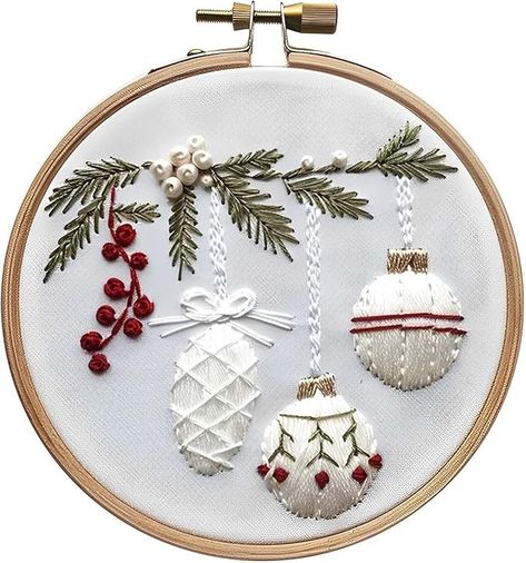 Snowy Village, Embroidered Christmas, Handmade Embroidery, Embroidery Kit, Christmas Embroidery, Embroidery Kits, Diy Handmade, Embroidery Patterns, Embroidery