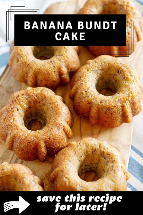 Banana Bundt Cake - classic and easy mini banana bundt cake recipe that is loaded with bananas, moist, delicious, and best overnight. Banana Bundt Cake Recipe, Mini Bundt Cakes Recipes, Easy Bundt Cake Recipes, Banana Bundt Cake, Banana Bundt, Easy Bundt Cake, Bundt Cake Recipe, Mini Bundt, Mini Bananas