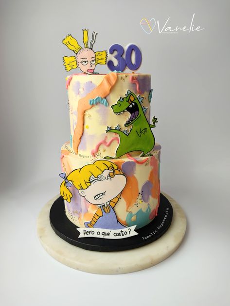 Pastel diseñado para el cliente con detalles de Angélica de rugrats reptar Cinthya 30 años adulto 90's cake psico colores noventas caricaturas nickelodeon Rugrats Cake, 32 Birthday, Funny Birthday Cakes, Barbie Cake, Adult Birthday Party, 30th Birthday Parties, Diy Birthday Gifts, Buttercream Cake, Diy Birthday