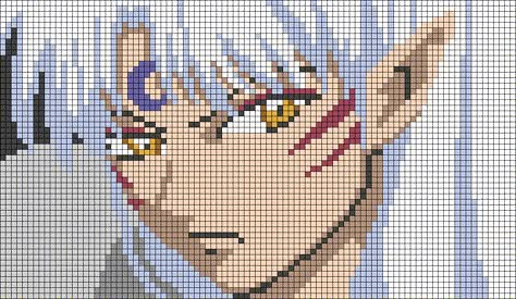 Alpha pattern #48129 | BraceletBook Inuyasha Alpha Pattern, Crochet Grid Patterns Anime, Anime Grid Pattern, Anime Alpha Pattern, Anime Cross Stitch, Pokemon Cross Stitch Patterns, Crochet Grid, Show Character, Anime Pixel