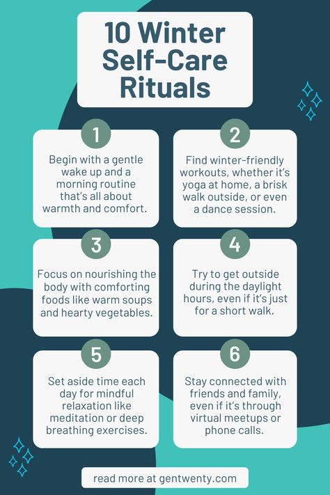 Winter Self-Care Rituals: How to Beat the Winter Blues - GenTwenty January Rituals, Winter Rituals, Winter Selfcare, Winter Self Care, Deep Breathing Exercises, Mood Boosters, Calming Scents, Todo List, Productive Day