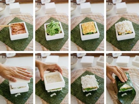 Onigirazu Recipe, Sandwich Blt, Rice Sandwich, Sushi Recipes Homemade, Lunch Box Idea, Food Business Ideas, Dairy Free Snacks, Rice Ball, Japanese Kitchen