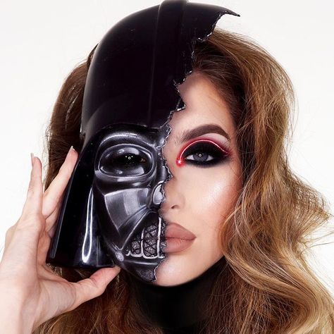 Abby Roberts on Instagram: “May the 4th be with you💫 *THIS IS MAKEUP* Happy Star Wars day! I had to do a Darth Vader look to celebrate 😌The face is all makeup, outer…” Darth Vader Makeup, Star Wars Makeup, Abby Roberts, Happy Star Wars Day, Cover Girl Makeup, Painted Faces, Full Glam, Star Wars Light Saber, Star Wars Celebration